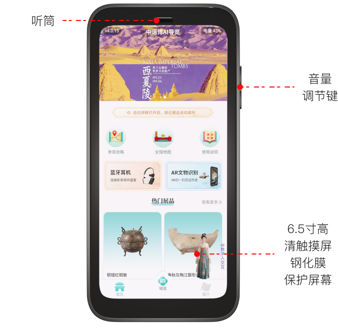 AI智能导览机旗舰款正面数据参数